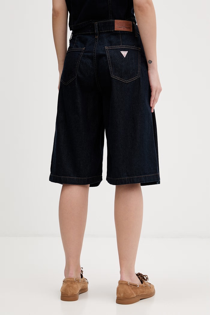 Oblečenie Guess Jeans elegantné šortky dámske rifľové W6GDY5.D7971 tmavomodrá