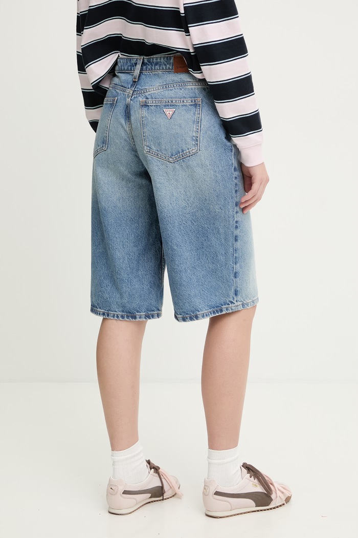 Oblečenie Guess Jeans šortky dámske rifľové W6GD1D.D6363 modrá