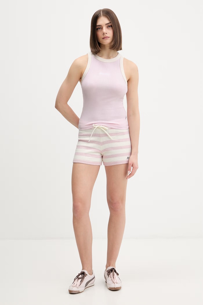 Guess Jeans Σορτς γυναικεία βαμβακερά W6GD72.Z3HM1 ροζ SS26