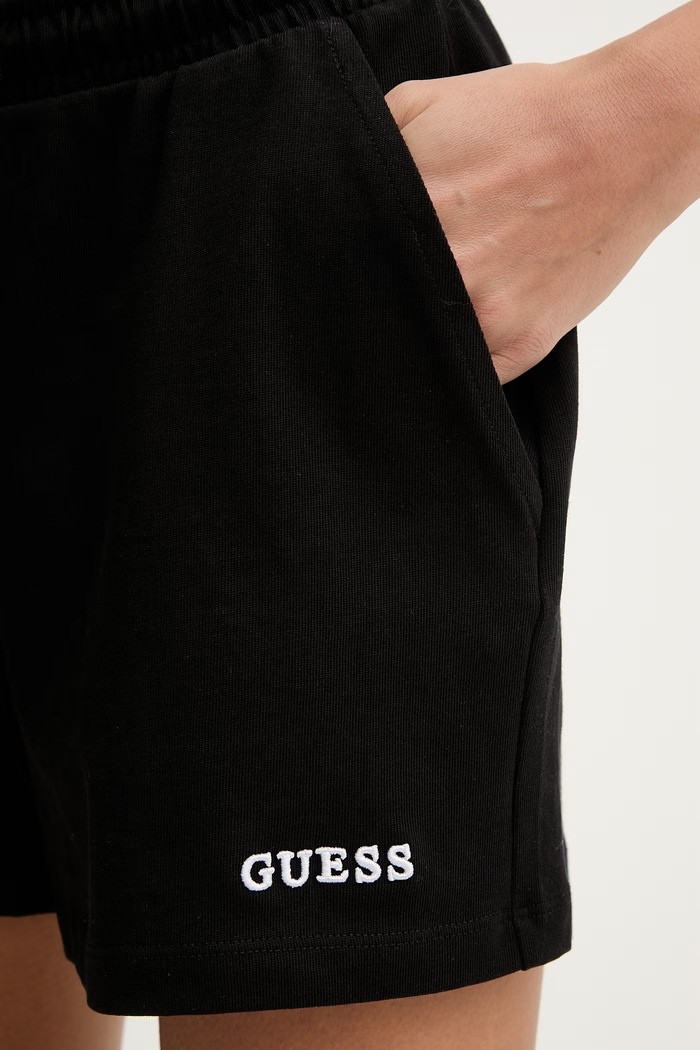 Guess szorty dresowe damskie bawełniane GIADA czarny E6GD01.KCRZ1