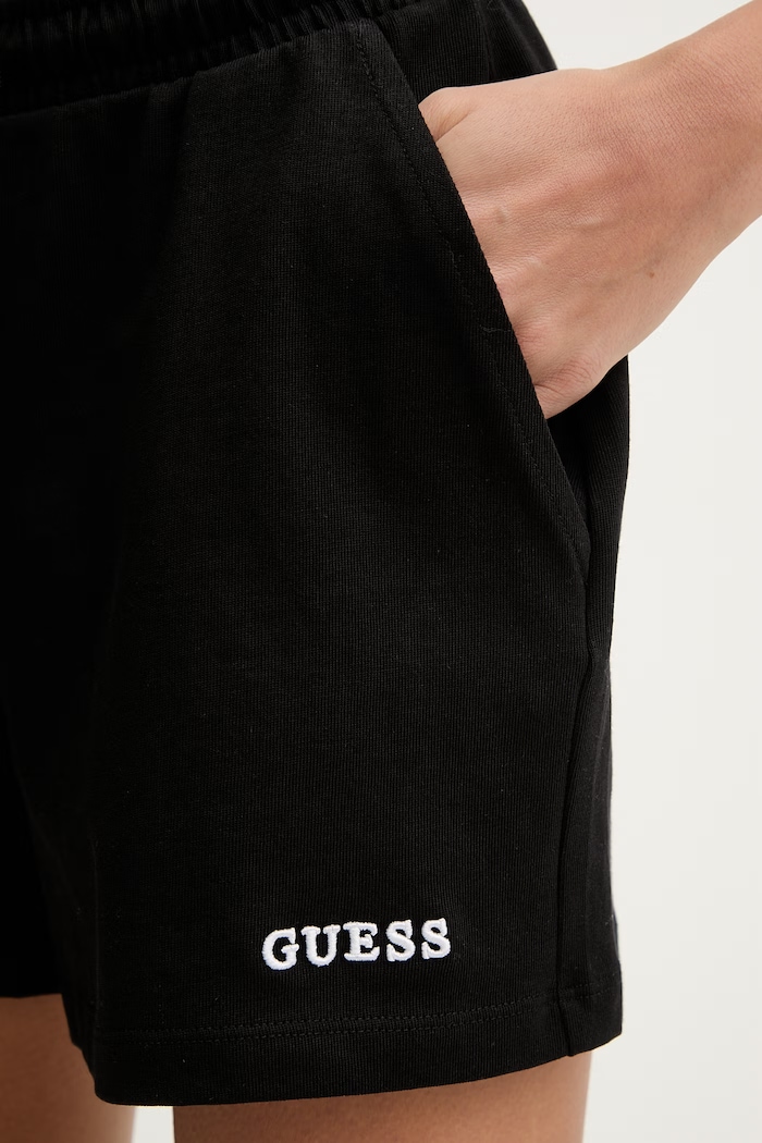 Guess szorty dresowe damskie bawełniane GIADA czarny E6GD01.KCRZ1