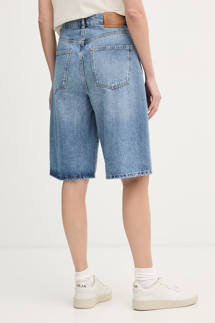 Îmbrăcăminte United Colors of Benetton pantaloni scurți pentru femei, din bumbac 4W9KD902J albastru