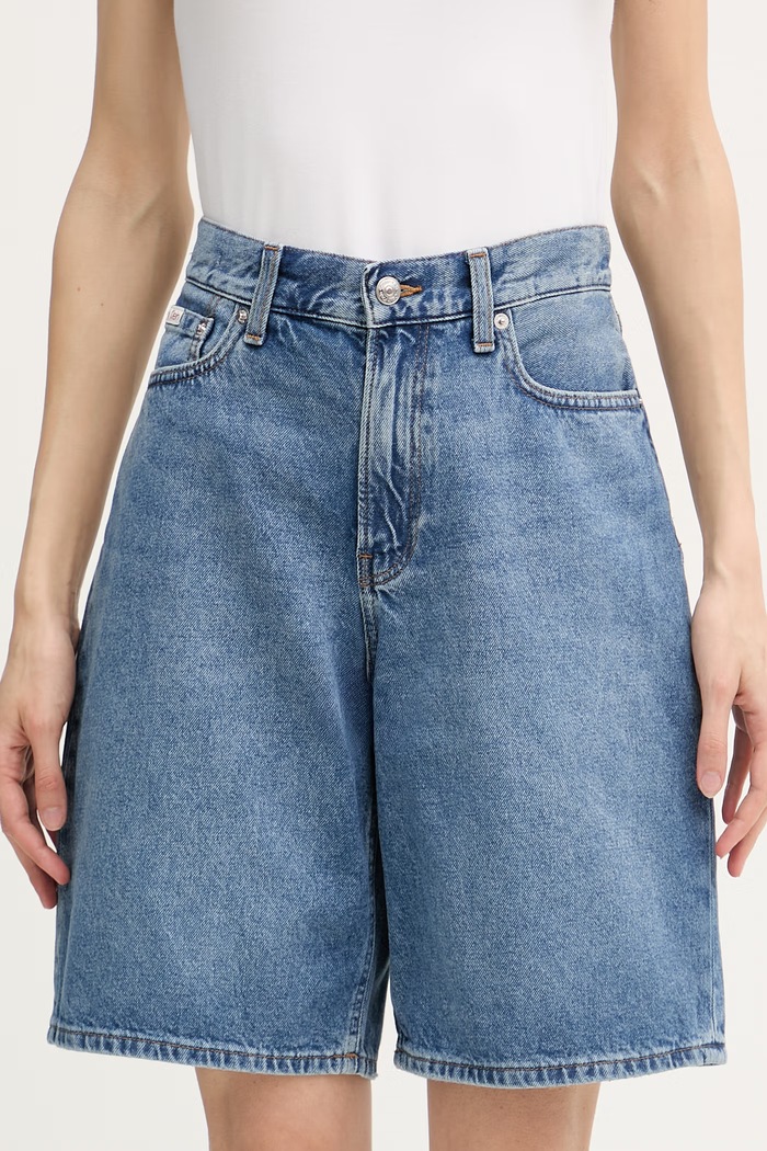 Calvin Klein Jeans bermudy dámske rifľové modrá LV047F674G