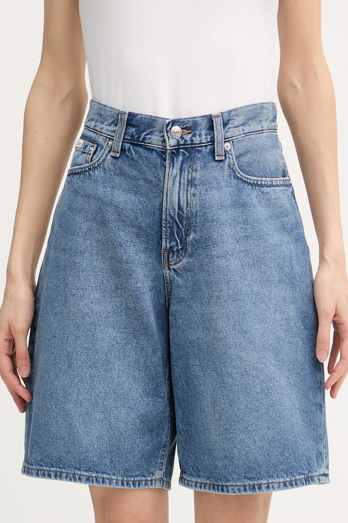 Calvin Klein Jeans bermudy dámske rifľové modrá LV047F674G