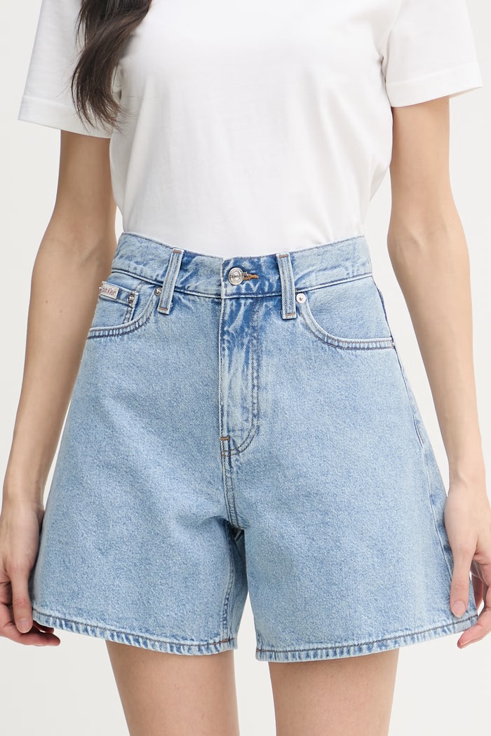 Calvin Klein Jeans szorty damskie jeansowe niebieski LV047F675G