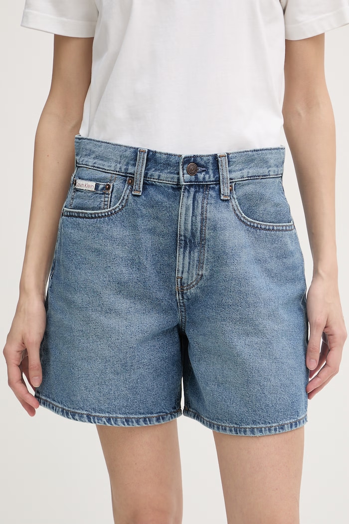 Calvin Klein Jeans šortky dámske rifľové modrá LV047F676G
