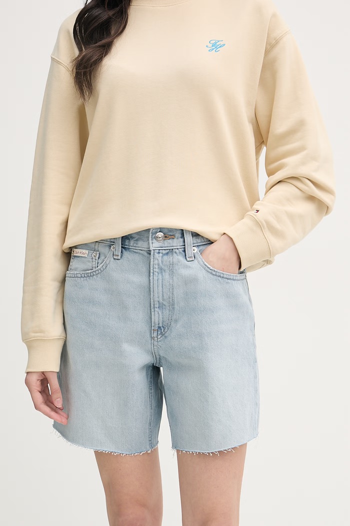 Calvin Klein Jeans šortky dámske rifľové modrá LV047F773G
