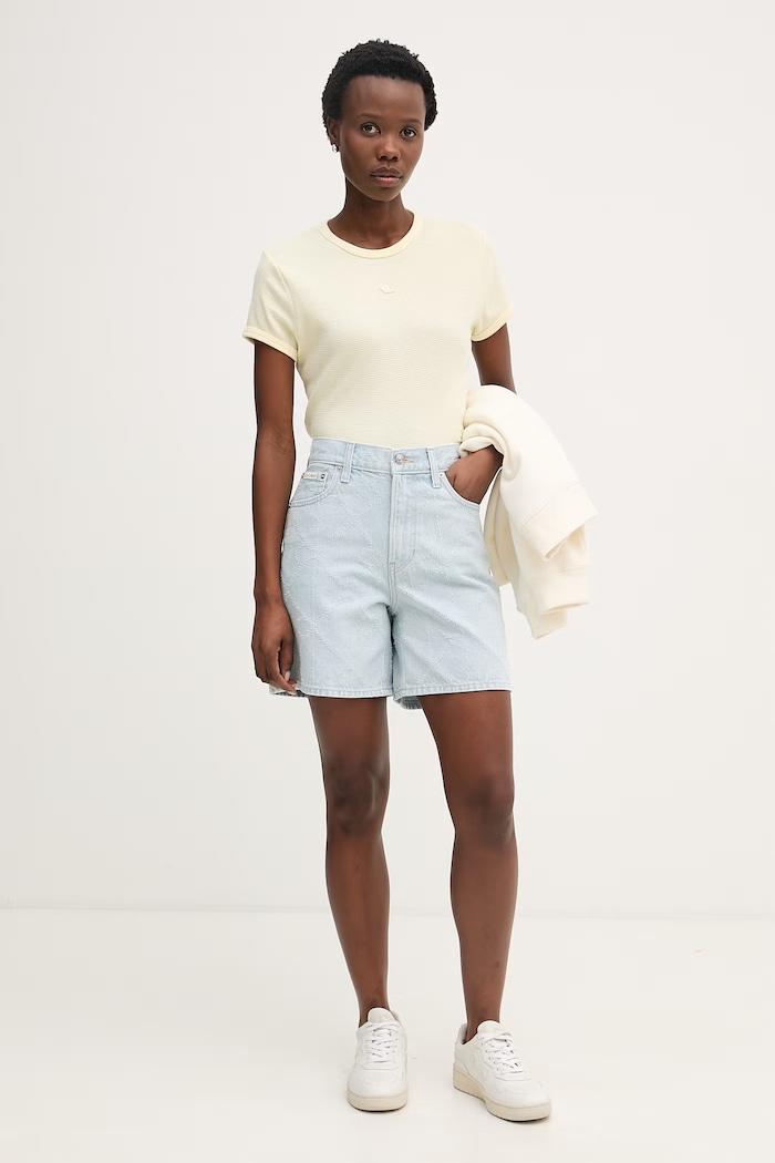 Calvin Klein Jeans szorty damskie jeansowe LV047F494G niebieski SS26