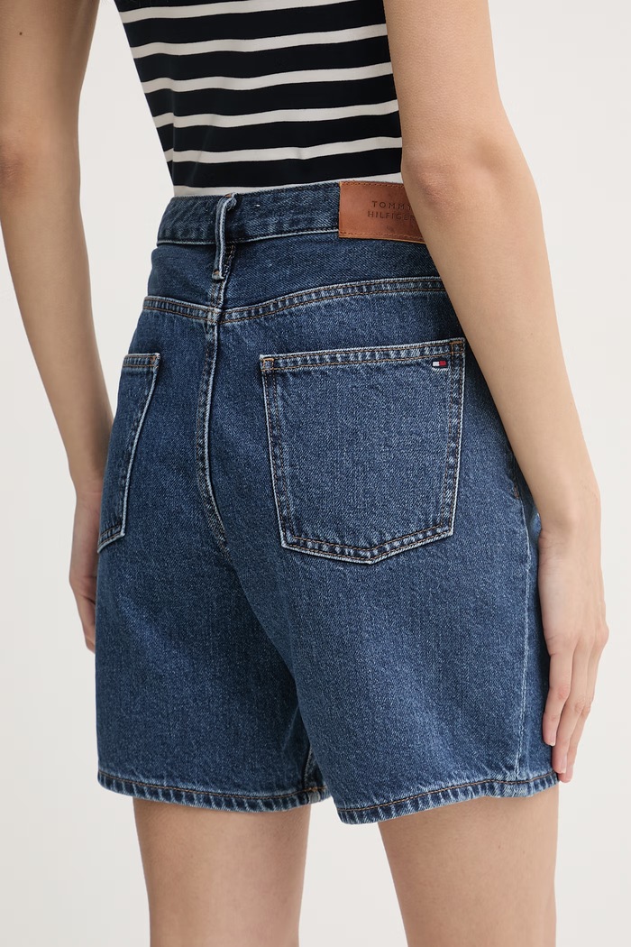 Oblečenie Tommy Hilfiger šortky dámske rifľové WW0WW48598 tmavomodrá