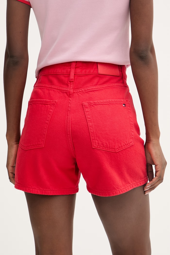 Oblečenie Tommy Hilfiger šortky dámske rifľové WW0WW49579 červená