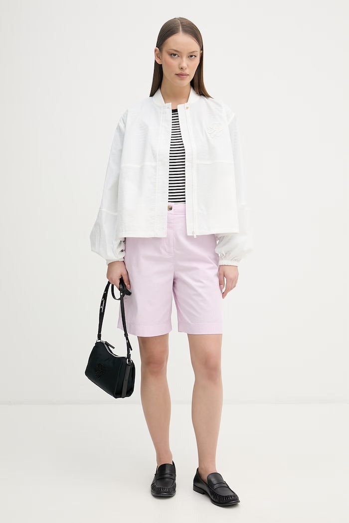 Tommy Hilfiger szorty chino damskie z bawełną WW0WW49648 różowy SS26