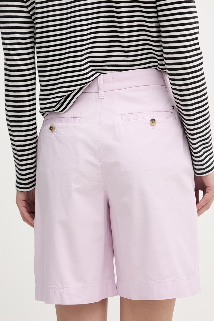 Odzież Tommy Hilfiger szorty chino damskie z bawełną WW0WW49648 różowy