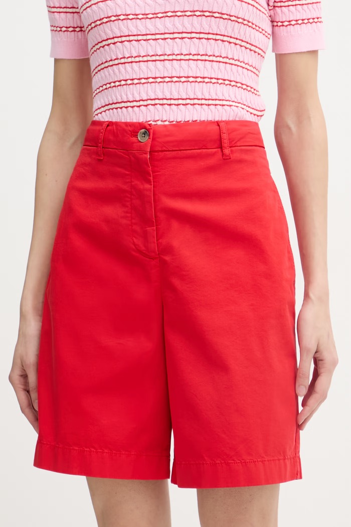 Tommy Hilfiger Pantaloni scurți chinos de femei cu bumbac rosu WW0WW49648