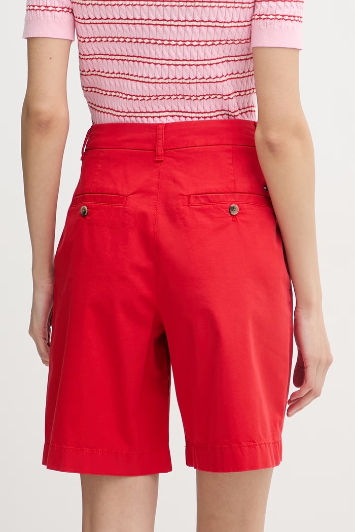 Îmbrăcăminte Tommy Hilfiger Pantaloni scurți chinos de femei cu bumbac WW0WW49648 rosu