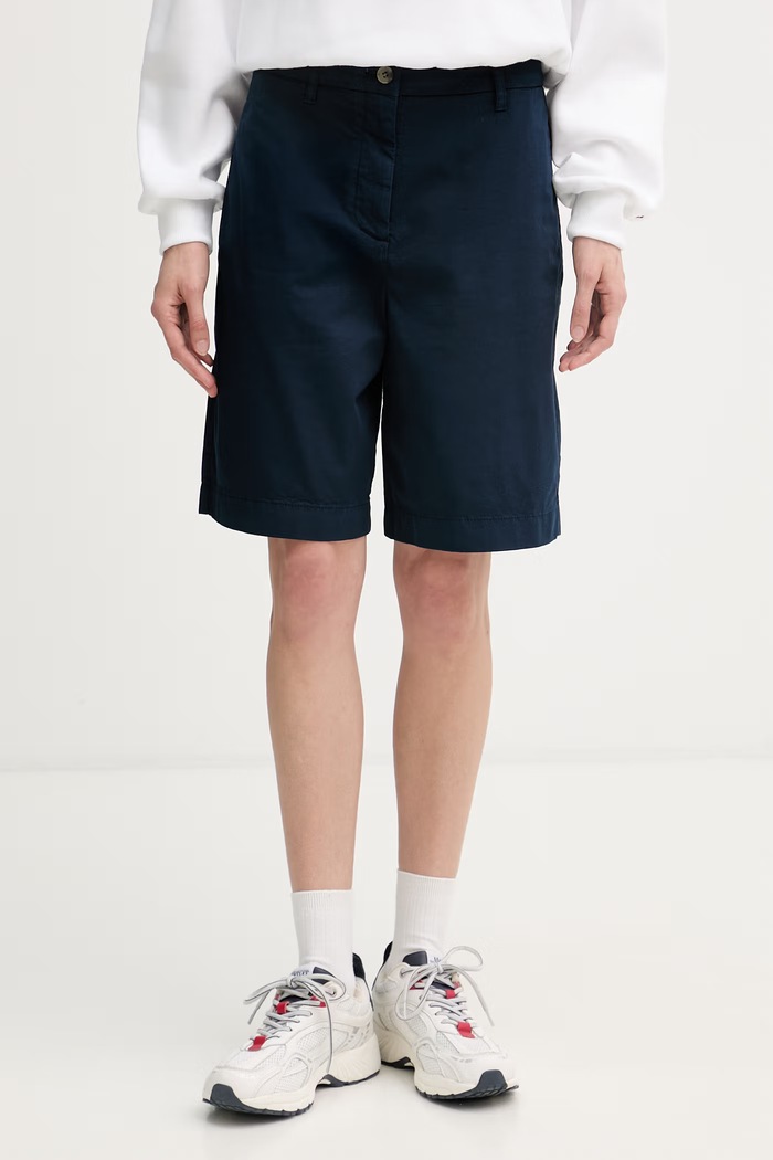 Tommy Hilfiger šortky chino dámske s bavlnou tmavomodrá WW0WW49648