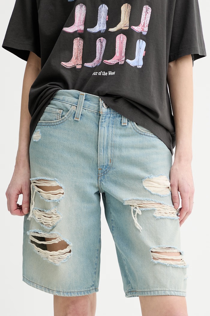 Levi's szorty jeansowe MIDDY JORT bawełna niebieski 005LV.0001