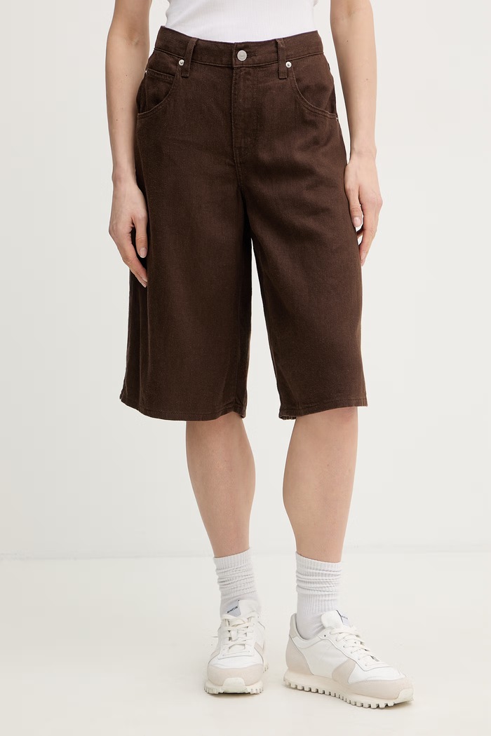 Levi's женски ленен къс панталон SUPER BAGGY LONG кафяв 008DW