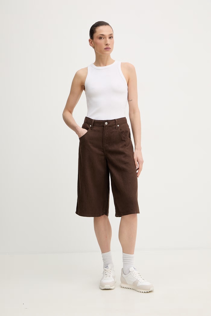 Levi's женски ленен къс панталон SUPER BAGGY LONG 008DW кафяв SS26
