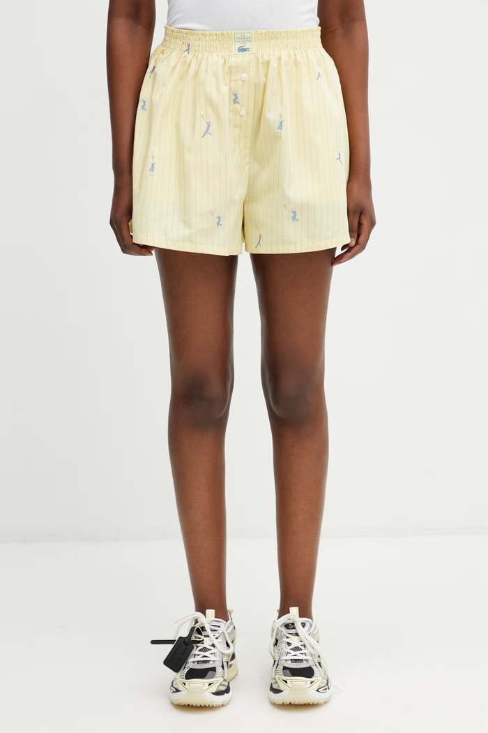 Lacoste shorts cotton Women's yellow FF1034