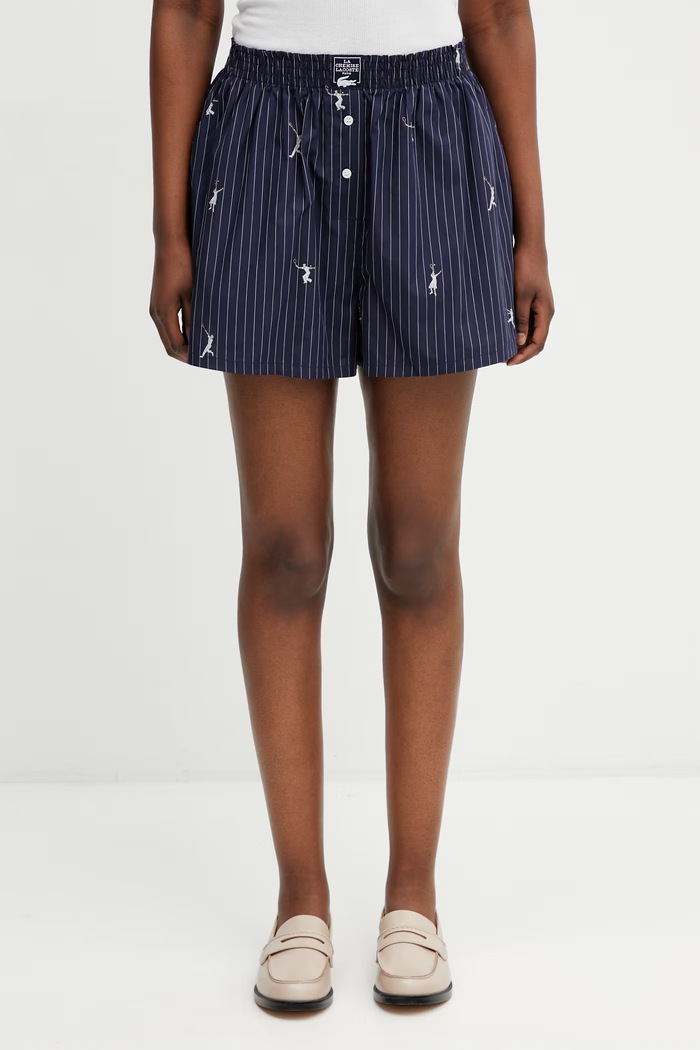 Lacoste pantaloni scurți din bumbac pentru femei bleumarin FF1034