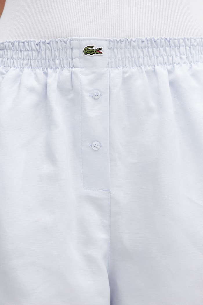 Lacoste szorty damskie z lnem niebieski FF1428