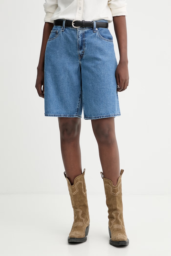Rifľové krátke nohavice Levi's BAGGY DAD JORT rifľovina modrá 000MJ.0016