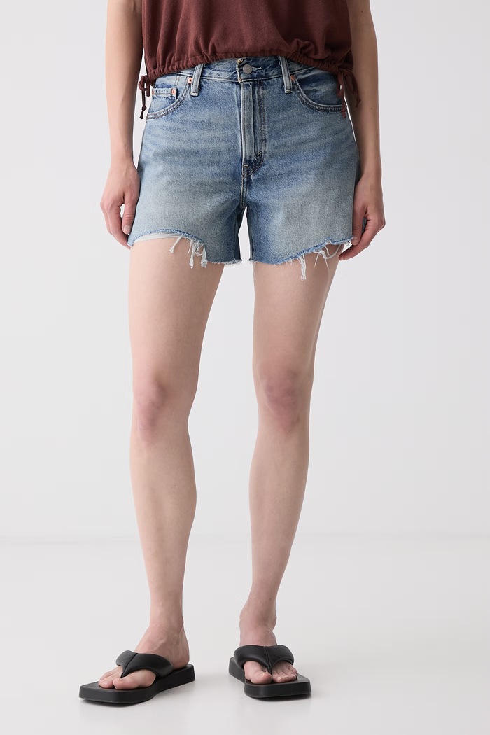 Levi's szorty damskie jeansowe RIBCAGE A-LINE niebieski 005DS