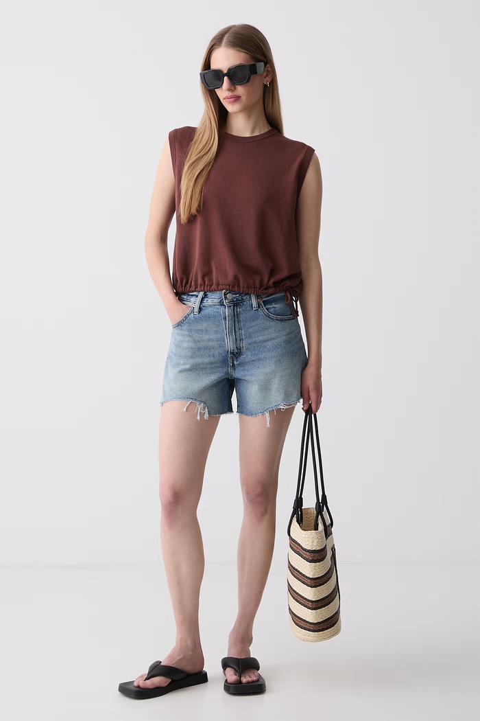 Levi's szorty damskie jeansowe RIBCAGE A-LINE 005DS niebieski SS26