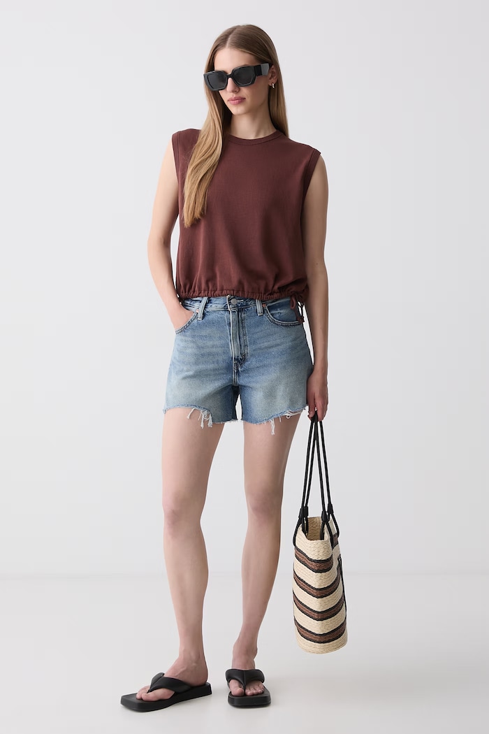 Levi's szorty damskie jeansowe RIBCAGE A-LINE 005DS niebieski SS26