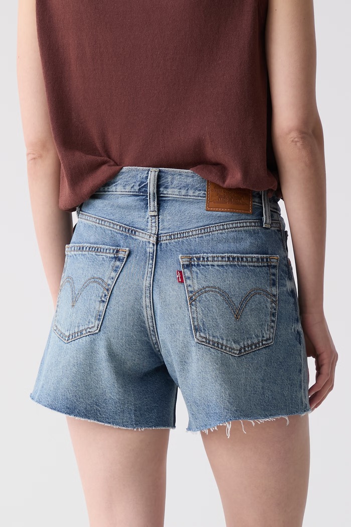 Odzież Levi's szorty damskie jeansowe RIBCAGE A-LINE 005DS niebieski