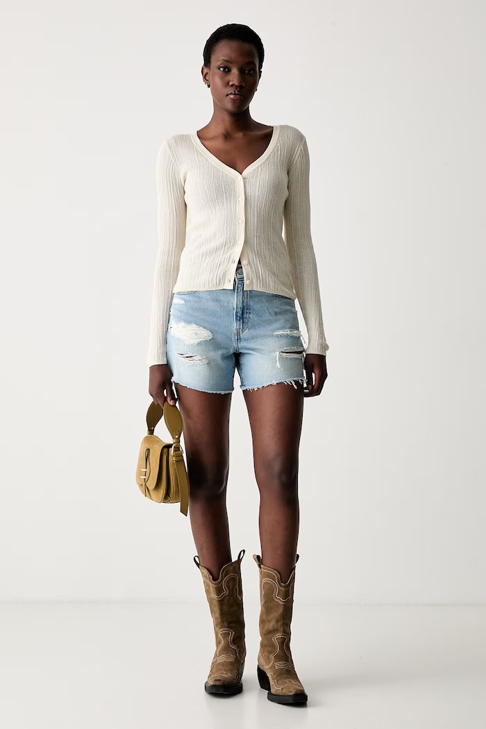 Levi's szorty damskie jeansowe RIBCAGE A-LINE 005DS niebieski SS26