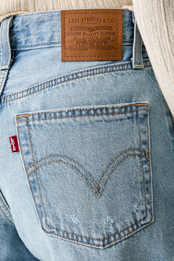 Levi's šortky dámske rifľové RIBCAGE A-LINE modrá 005DS