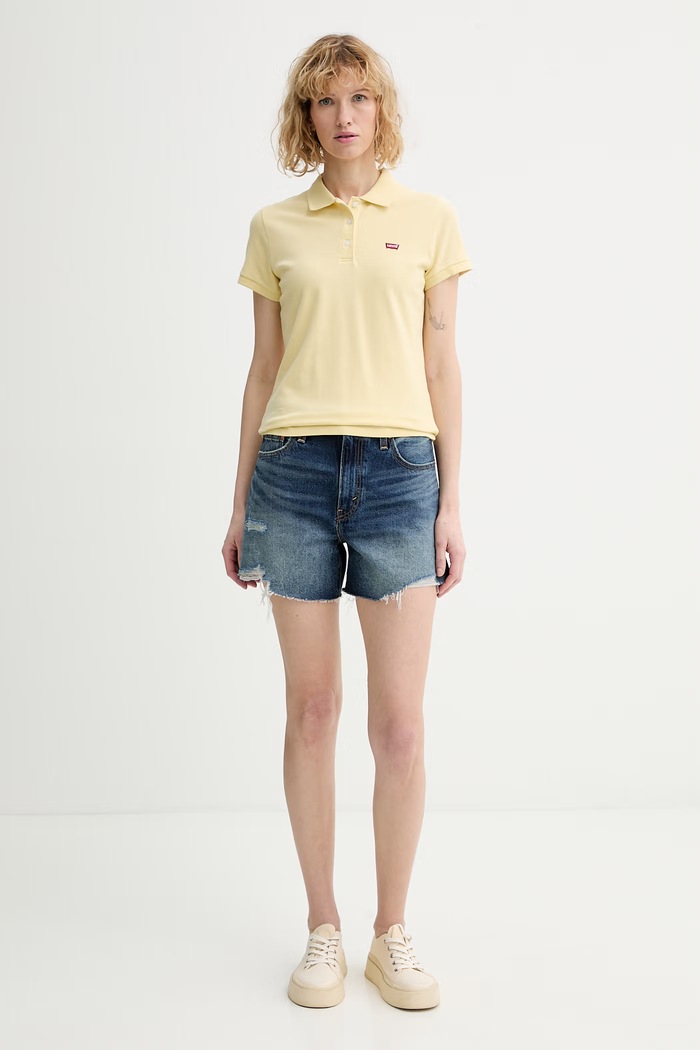 Levi's pantaloni scurți jeans RIBCAGE A-LINE 005DS albastru SS26