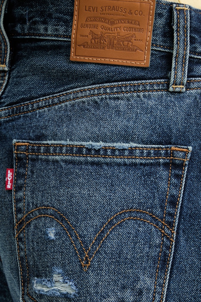 Levi's pantaloni scurți jeans RIBCAGE A-LINE albastru 005DS