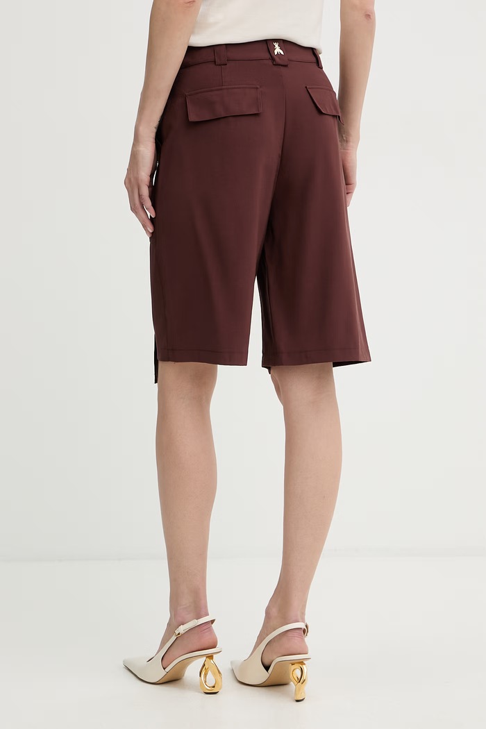 Odzież Patrizia Pepe szorty eleganckie damskie z wiskozy 2P1773.A573 brązowy