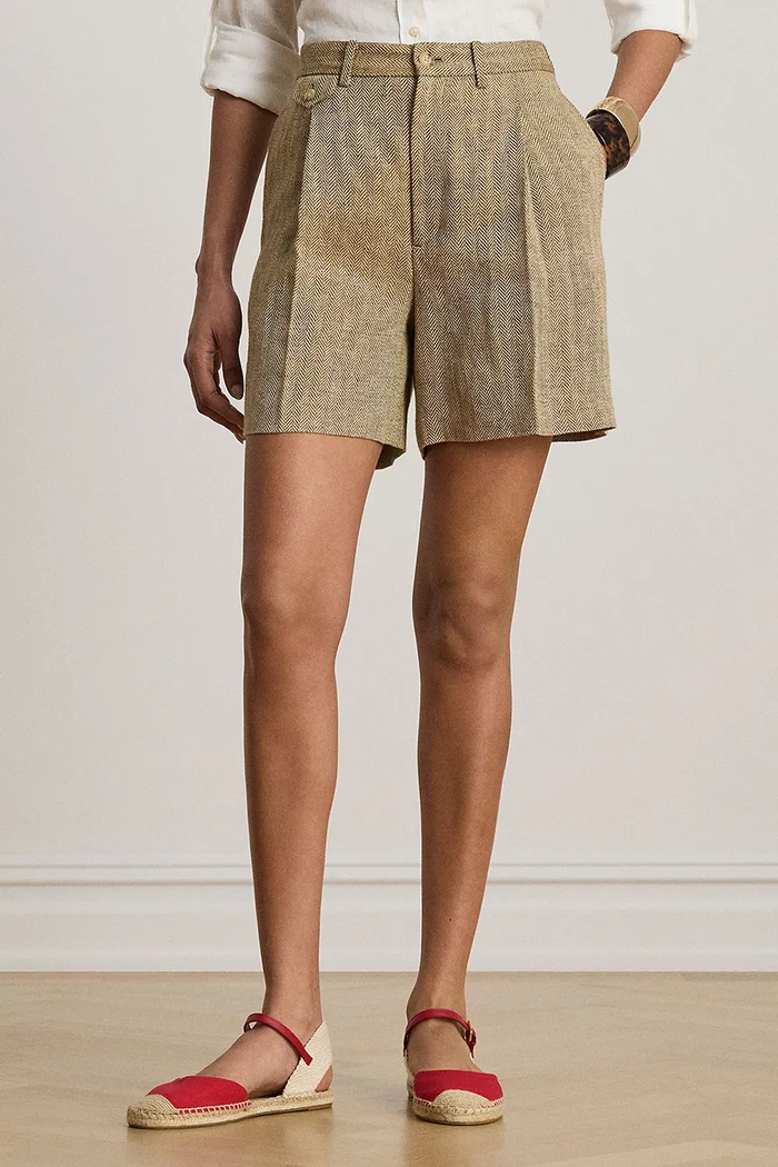 Lauren Ralph Lauren dámske elegantné ľanové šortky béžová 200P13288