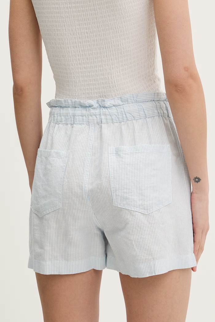 Oblečenie Tommy Jeans šortky dámske s ľanom DW0DW22227 modrá