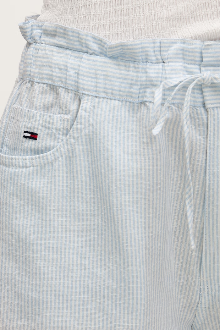 Tommy Jeans šortky dámske s ľanom modrá DW0DW22227