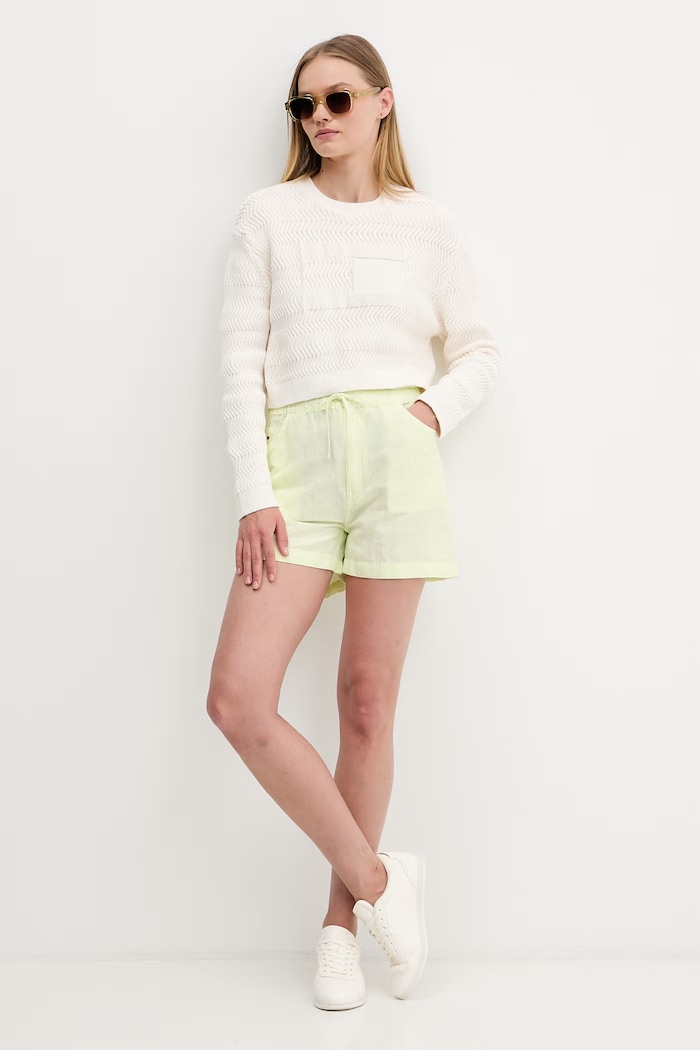 Tommy Jeans šortky dámske s ľanom DW0DW22227 zelená SS26