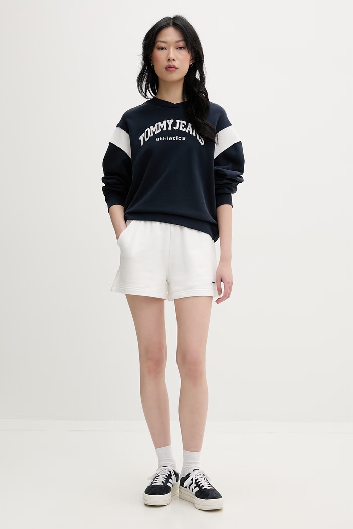 Tommy Jeans σορτς επίσημα Γυναικεία βαμβακερά DW0DW22230 λευκό SS26