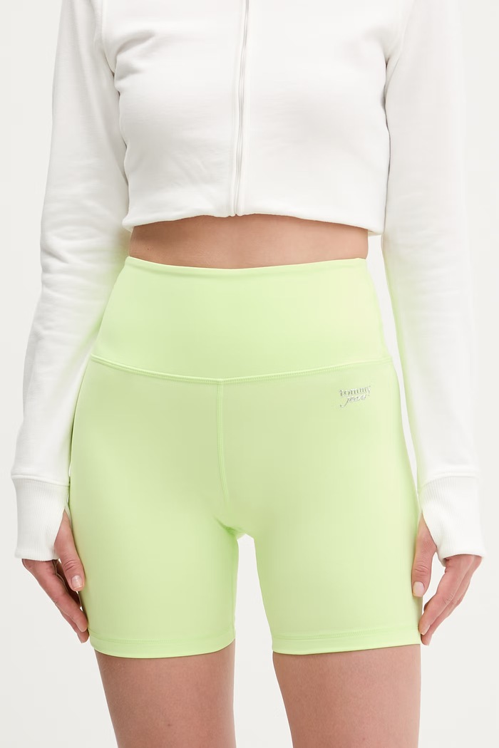 Tommy Jeans látkové šortky dámske zelená DW0DW22271