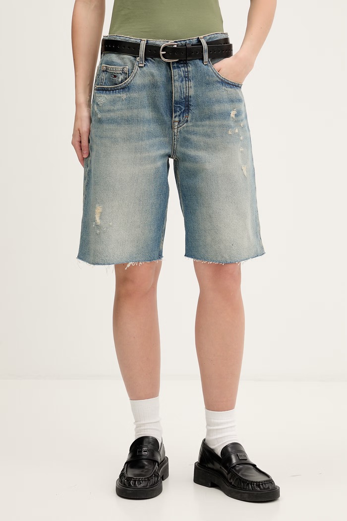 Tommy Jeans σορτς γυναικεία ντένιμ μπλε DW0DW22395
