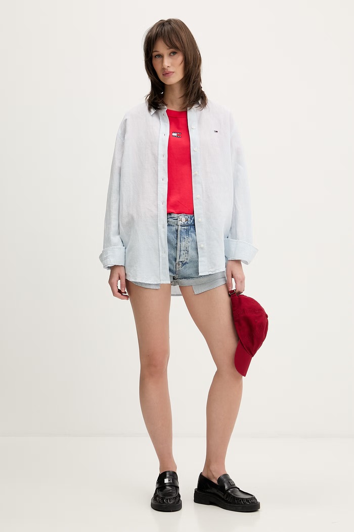 Tommy Jeans šortky dámske rifľové DW0DW22397 modrá SS26