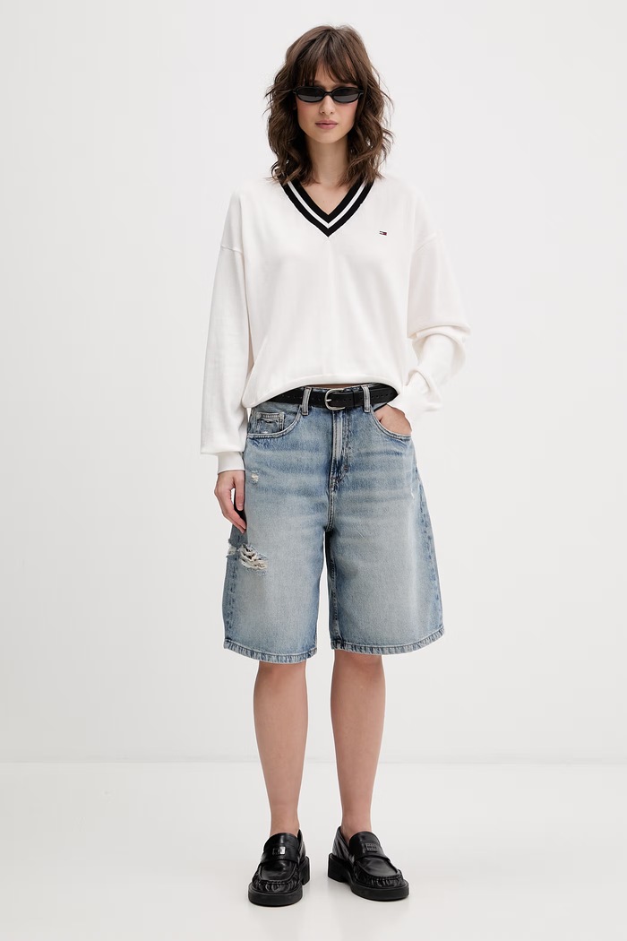 Tommy Jeans szorty damskie jeansowe DW0DW22696 niebieski SS26