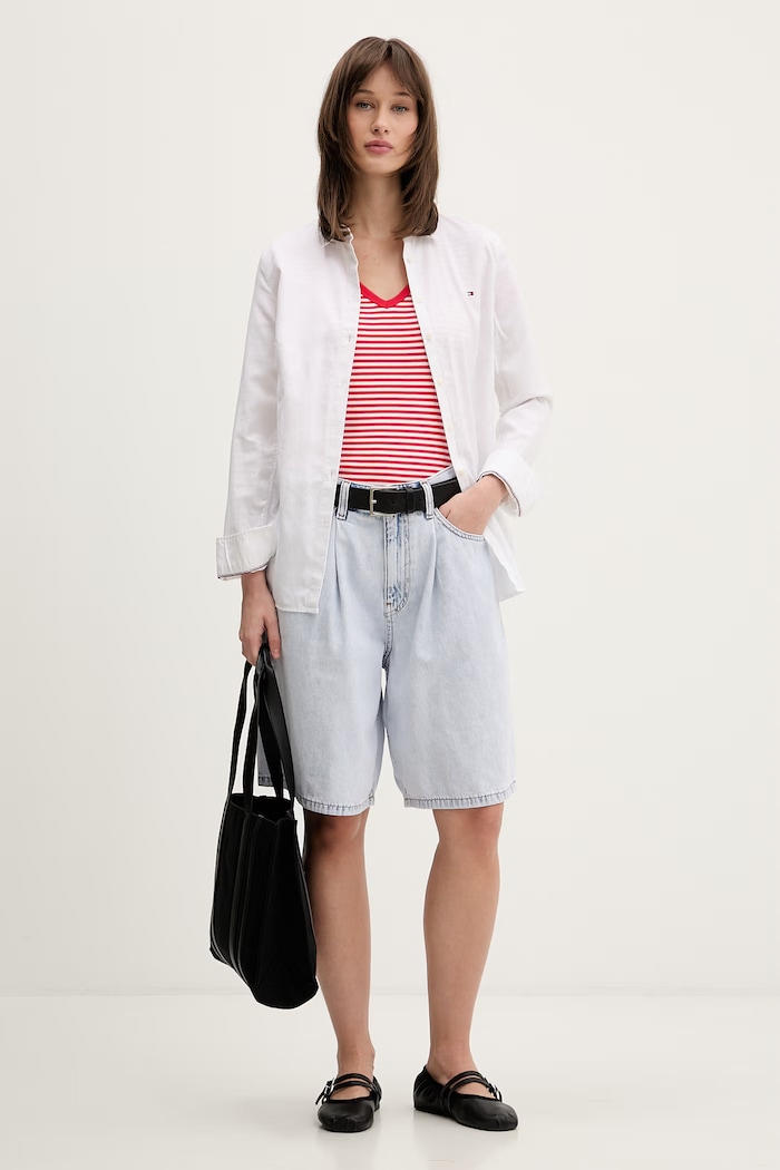 Tommy Jeans šortky dámske rifľové DW0DW22709 modrá SS26