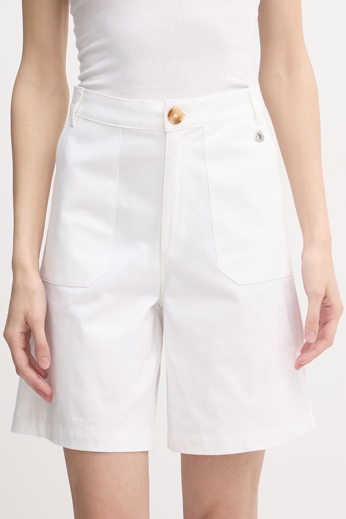 U.S. Polo Assn. szorty damskie bawełniane z elastanem CHINO biały WUP2228