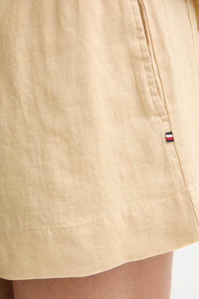 Tommy Hilfiger šortky dámske ľanové béžová WW0WW49637