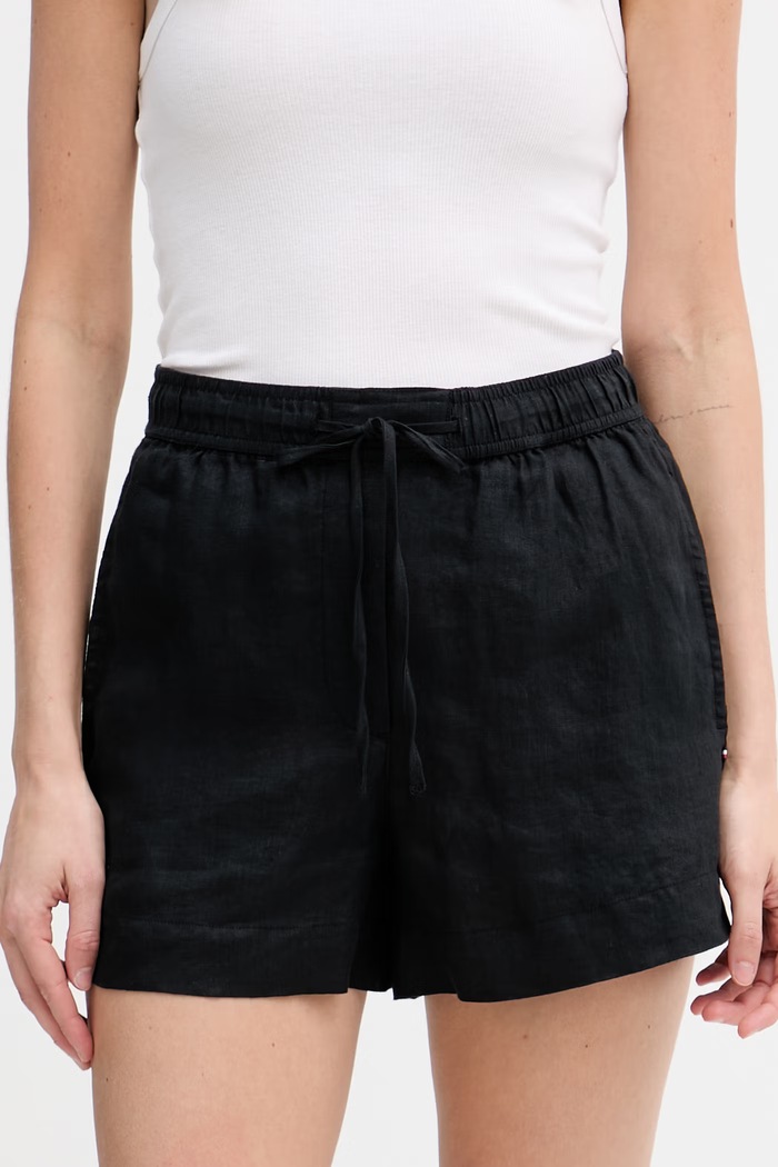 Tommy Hilfiger pantaloni scurți pentru femei, din in negru WW0WW49637
