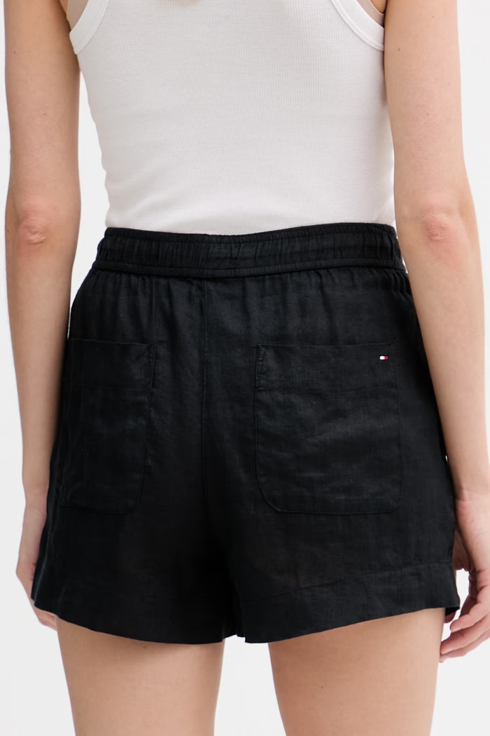 Îmbrăcăminte Tommy Hilfiger pantaloni scurți pentru femei, din in WW0WW49637 negru
