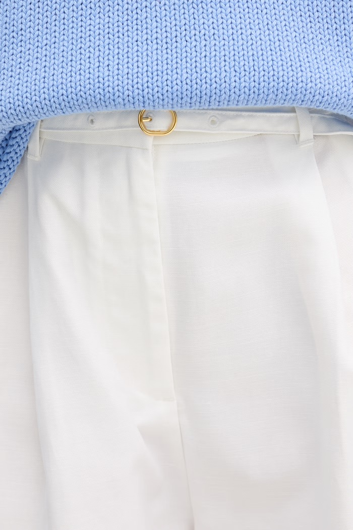 Tommy Hilfiger šortky dámske s ľanom biela WW0WW49040